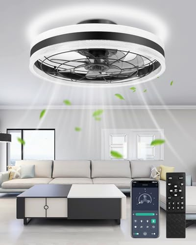 Sararoom Deckenleuchte Deckenlampe Deckenventilator mit Beleuchtung | φ48cm 70W Smart-LED-Bürodeckenleuchte mit Ventilator, 2700K-6500K