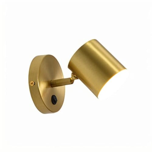 ZTTECH Modern LED Metal Wall Light 5W Adjustable Angle Three Color Temperature Gold Wall lamp for Bedroom Living Room Kitchen Office (Cylinder)