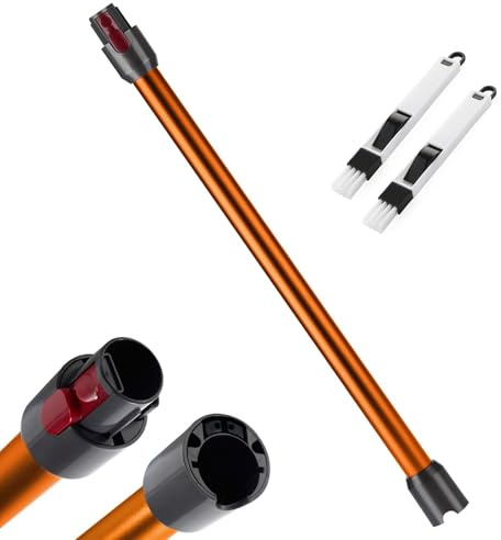 Tube d’extension compatible avec Dyson V7 V8 V10 V11 V15, Tube Télescopique Rigide, Barre d’extension avec Brosses 2-en-1, Accessoire Aspirateur (Orange)