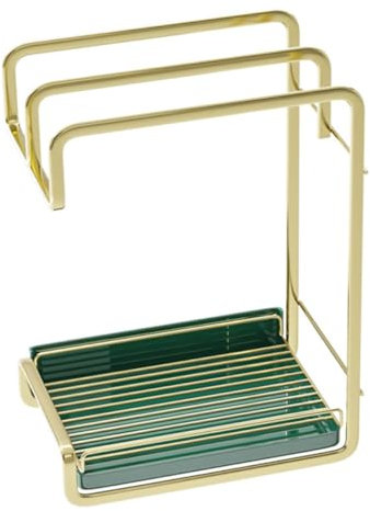GLEAVI Estante para Colgar Pared Escurridor de Esponjas Diseño Compacto sin Perforaciones Accesorio de Cocina Oro para Secado de Utensilios Organizador de Cocina