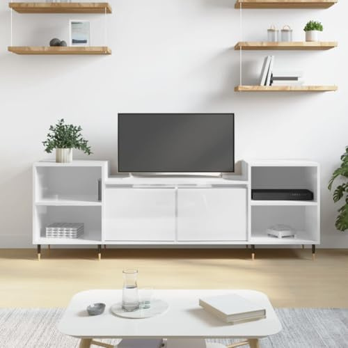 ZQQLVOO TV-Schrank Hochglanz-Weiß Fernsehtisch HiFi Rack Sideboard tv Sideboard hängend 160x35x55 cm Holzwerkstoff
