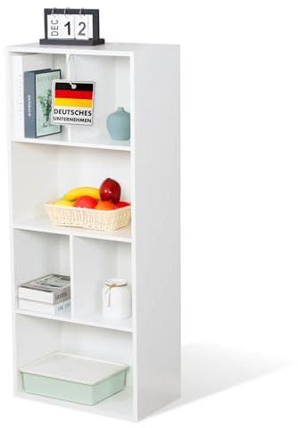 Floordirekt Bücherregal, Regal weiß mit 6 Fächern, Würfelregal, 29T x 50B x 121H cm, Raumteiler für Kinderzimmer, Wohnzimmer, Büro und Schlafzimmer (California)