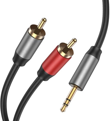 AK RCA to 3.5mm Cable, RCA Male to 3.5mm Male Headphone Jack Stereo Splitter, rca Audio Y Splitter Compatible DJ Controller Speaker Turntable TV Car Stereo Hi-Fi Amplifer (1.5m)