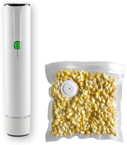 Olarisva - Vakuumiergerät Handvakuumierer, In 5 Sekunden Vakuumieren Ideal für Fleisch, Fisch, Gemüse, Käse, Trockenfrüchte (Host + 25 Bags)
