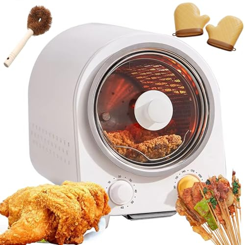 TYH Forno Girarrosto da Banco da 600 W, Forno Elettrico con Griglia Girevole Senza Fumo, Riscaldamento Rotante A 360°, Temperatura Regolabile 0-230 ℃ E Timer 60 Min, Accessori Inclusi