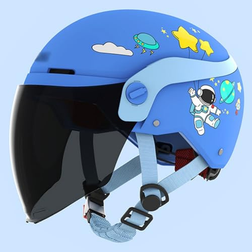Casco Da Motociclista Per Bambini Con Visiera Parasole, Casco Per Scooter Per Bambini Omologato ECE 22.06, Casco Per Ciclomotore Per Bambini E Bambine Dai 3 Ai 12 Anni F,50-62cm