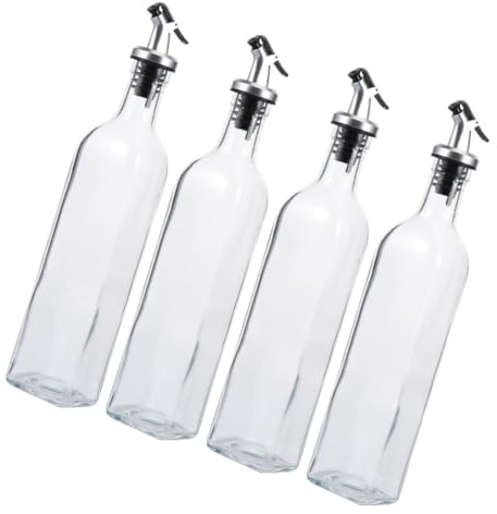 BESPORTBLE 4 pièces Bouteille Verre pour Huile et Vinaigre Lot de Pots Étanches Multifonctions pour Condiments Distributeur Pratique pour Cuisine et Stockage des Sauces