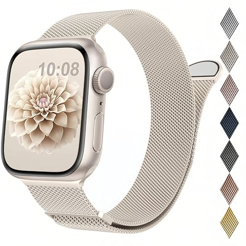 Milanese Loop Compatible with Apple Watch Straps 38mm 40mm 41mm 42mm 44mm 45mm 46mm 49mm Women & Men, Magnetic Clasp Adjustable Metal Bands for iWatch Series 11 10 9 8 7 6 5 4 Ultra SE 3 2 1