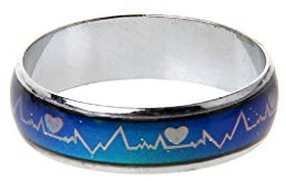 HAISENG Exquisite Farbtemperatur Ändernde Ringe Magischer Liebhaber Herzschlag EKG Stimmungsringe Für Hochzeit Jubiläen Kamera Freien Schwarz