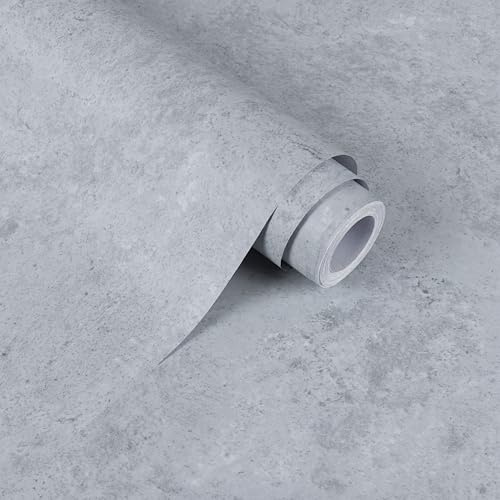 Alened Sticky Back Plastic Vinyl Wrap Self Adhesive Grey 30x200cm | Peel and Stick Wallpaper Concrete Effect Waterproof Removable Decorative for Kitchen Furniture