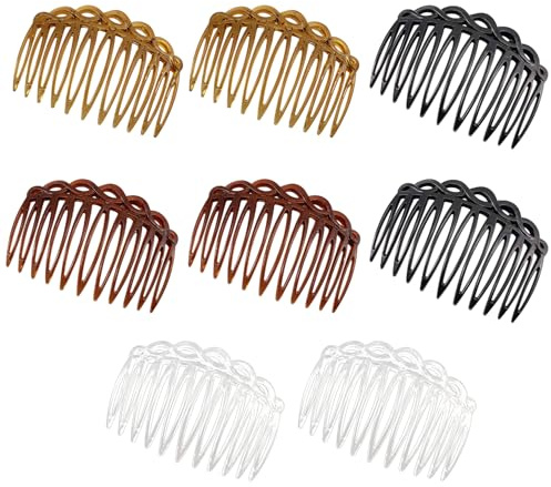 YAWYO 8er Pack Haarkämme Seitenkämme für Damen, französischer Haarkamm aus Kunststoff, gedrehte Haarklemmen für Mädchen, Braut, Hochzeit (Schwarz, Dunkelbraun, Kaffee, Weiß)