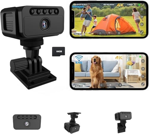 Bextgoo Mini Kamera, WLAN/AP Hotspot/Offline, 4K Überwachungskamera Innen
