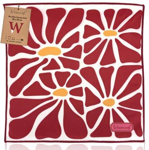 WESERWEF Chiffon de Nettoyage en Microfibre XXL au Design Élégant pour Lunettes, Smartphones, Tablettes, Appareils Photos, Chiffon à Lunettes et Chiffon pour Écran, 30 x 30 cm (Blooms)