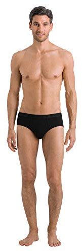 HANRO Men's Cotton Essentials Brief 73101, All Black, Large