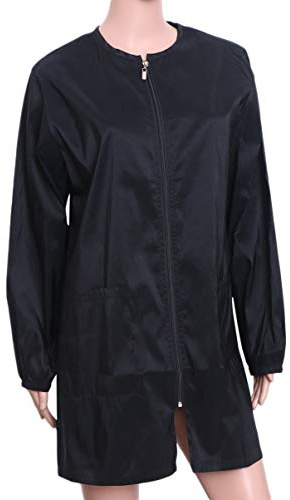 Beaupretty Salon Client Capes Gown Robes with Sleeves Waterproof Zipper Hair Salon Smock for Women Men(M)