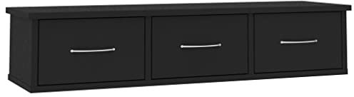 vidaXL Wand Schubladenregal mit 3 Schubladen Wandregal Wandschrank Hängeschrank Wandgarderobe Hängeregal Schwarz 88x26x18,5cm Holzwerkstoff