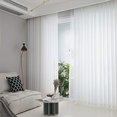 E-ROCK Maßgeschneiderte weiße Voile Store Gardine, Massanfertigung, inklusive Blei und Kräuselband (Universalband), Vorhang nach Maß, Höhe 90 – 295 cm (180 cm Höhe x 400 cm Breite)