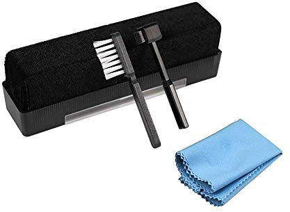Viilich Kit Limpiador de Discos de Vinilo,Cepillo de Limpieza antiestático Terciopelo,Cepillo de Limpieza Profesional para palpadores,Cepillo de Vinilo Tipo palpador con paño de Limpieza para Discos