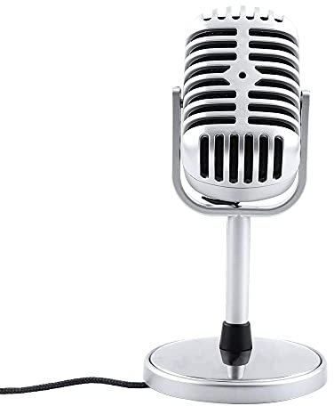 Microfono PC Micrófono Condensador, Microfono Sobremesa Microfono Gaming Clásico Vintage Microfono para Pc Portátil para Grabación De Estudio Audio Chat En Línea Streaming