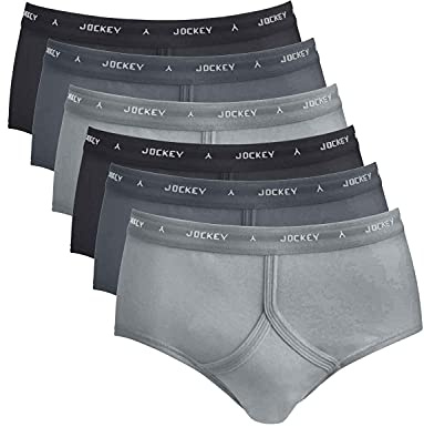 Men's Jockey Y-Front Cotton Briefs Multi Pack Of 6 Underwear Charcoal 34
