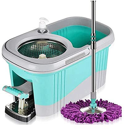 JINHH Secchio mocio Rotante 360 ° con Sistema Easy Wring Pedale e 3 testine Ricambio in Microfibra Kit Pulizia della casa Sistema Pulizia Pavimento Secchio