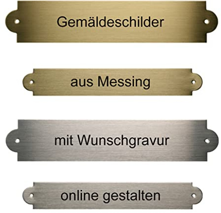 Gemäldeschild aus Messing mit Gravur | Schild gravieren lassen für Gemälde, Sattel, Ehrentafeln und Trophäen (Messing (blank), 90 x 18 mm)