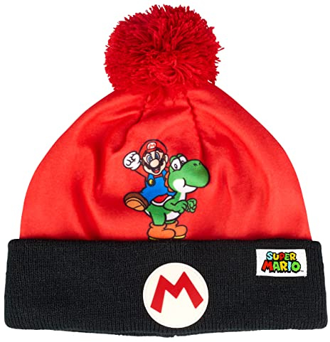 Super Mario Mütze Wintermütze mit Bommel