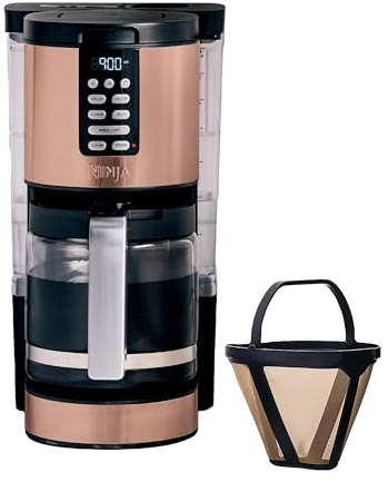Ninja Programmable XL 14-Cup Coffee Maker PRO with Permanent Filter, 2 Brew Styles Classic & Rich, Delay Brew, Freshness Timer & Keep Warm, Dishwasher Safe, Copper, DCM201CP