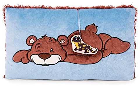 NICI Kissen Bär Malo 43 x 25 cm – rechteckiges Kuschelkissen aus weichem Plüsch, Dekokissen mit niedlichem Teddybär für Kinder & Erwachsene, 48788, tolle Geschenkidee, braun