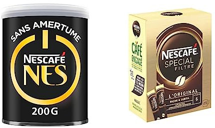 Nescafé NES, Café Soluble, Boîte de 200g & SPECIAL FILTRE, Café Soluble, Boîte de 25 Sticks (2g chacun)