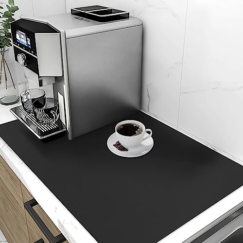 SOSMAR Draining Mat, Super Absorbent Quick Dry Dish Drying Pad, Kitchen Dish Drainer Mat for Sink, Non-Slip Counter Protector for Coffee Machine, Black, 40x60cm | Super Absorbent Quick Dry Draining Mat，Anti Slip Drainer Mat，For kitchen Sink Counter