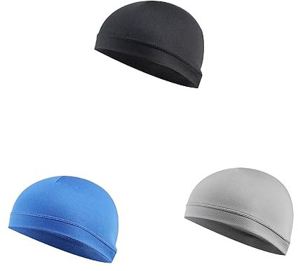 KAREN66 Fahrradhelm Unterziehmütze Leichte Helmmütze Fahrradmütze Laufmütze Dünn Fahrrad Unterhelm Mütze Kappe Radmütze für Herren Damen Skull Cap (Schwarz+Blau+Grau)