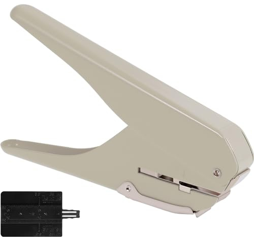 Hole Punch, Handheld Card Badge Slot Hole Puncher with Ruler &Garbage Collector, Manual Single Hole Punch, Loose-Leaf Page Hole Puncher for Notebook Photo Magazines Cardboard Paper Luggage Tag (Pink)