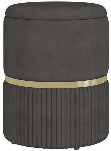 HOMCOM Pouf Contenitore per Soggiorno, Ingresso e Camera da Letto, Pouf Portaoggetti in Tessuto Effetto Vellutato 120 kg max, 36x36x44 cm, Grigio
