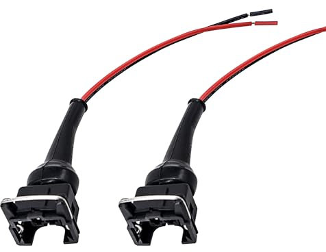HISports Einspritzdüsen Stecker Einspritzdüse Benziner EV1-3-H Kraftstoffeinspritzdüsenstecker, wasserdicht für Kraftstoffeinspritzdüsenanschluss，2-Wege-Einspritzdüsen for Bosch EV1 OBD1 2 Stück