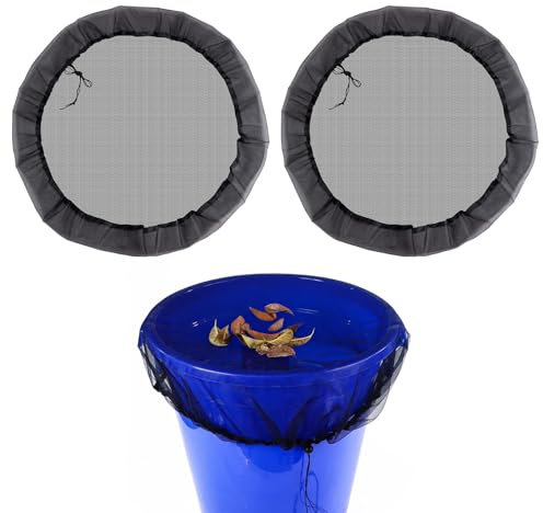 LOREC 2 Stück Regentonnen Netz, 80CM Regentonne Abdeckung mit Zugkordel Verstellbares Regentonnennetz Wetterbeständiger Mückenschutz Regentonne Schutzabdeckung Schutz vor Laub Stechmücken Insekt