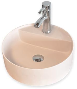 Lavabo semi-empotrado – 42,5 cm – Superficie sólida – Beige rosado – Aurelia