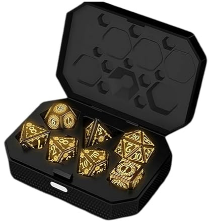 DND-Würfel, 7 Stück, wiederaufladbar, kabellos, LED, beleuchtet, mit wiederaufladbarer Ladebox, coole DND-Würfel, polyedrische Würfel, Rollenspiele, DND-Geschenke