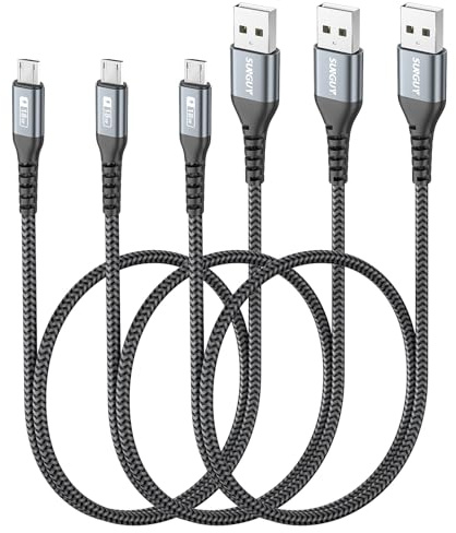 SUNGUY Micro USB Kabel, 3Stück 0.5M Micro USB Ladekabel und Datenkabel für Galaxy S7/S6 Edge, Moto G5 Plus,Huawei P0 Lite, Xperia Z5, Kindle Fire, Power Bank, Headset