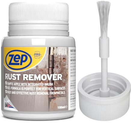 Zep Rust Remover Gel 100ml Non-Drip Formula Fast Acting Gel with Integrated Brush Eliminates Stubborn Rust on All Metal Surfaces, For Interior & Exterior Use