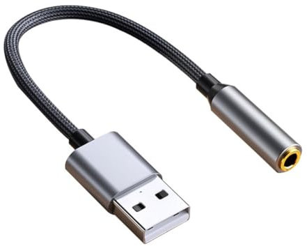 JNJOOD USB A 3,5mm Jack Adaptador de Audio USB A Audio Jack Adaptador de Auriculares USB A A 3,5mm Hembra Tarjeta de Sonido Estéreo Externo B
