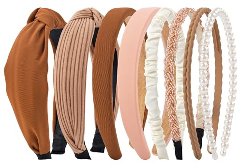 HBselect 8 Stück Haarreifen Set Damen Stirnbänder in verschiedenen Modellen | Haarreifen für Damen und Mädchen, Kunststoff Stirnbänder Make‑up für dickes Haar, bequeme Haarreifen ohne Druck, Haarzubehör