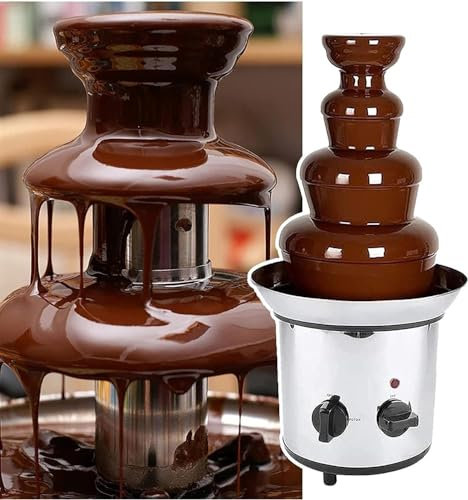EORNYHQMY 4 Layer Chocolate Fountain Machine,Stainless Steel,Waterfall Melting Machine,Unique Bowl Design,For Commercial