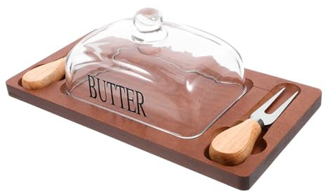 UTHCLO 1set Porta Burro Legno Con Coperchio e Contenitore Per Conservazione Alimenti Per Frigorifero Design Naturale e Pratico Per Burro Fresco e Formaggio