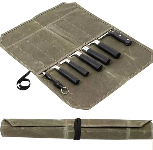 POHOVE Knife Bag Chef's Knife, Knife Roll with 7 Compartments Tool Roll Bag, Knife Roll Bag, Chef's Knife Case, Tool Bag for Camping, Tool Roll Bag