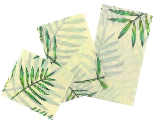 Luxshiny Involucri Per Alimenti in Carta Cerata Di Cera D'api Antiaderente, Formato 3 Pezzi, Riutilizzabili e Resistenti All'olio, Per Conservazione Snack e Imballaggio Alimentare Sicuro