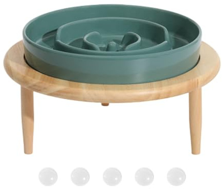 Perro Alimentador Lento - Cuencos para Perros Lents | Plato De Compañía Anti-lubrut | Cuenco De Perro Antigolpes, Base Alta de Madera | Cuenco para Perros Lavavajillas De Seguridad