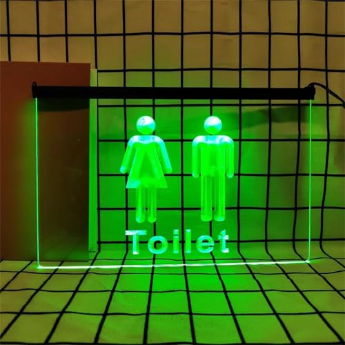 KEYQEEN Insegna al Neon per Toilette per Decorazioni murali, luci al Neon a LED RGB dimmerabili con Telecomando per insegne di bagni di Hotel, Negozi,Toilet c,30x20cm