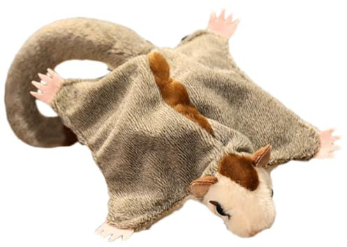 Sugar Glider Stuffed Animal, Realistic Flying Squirrel Plush Doll w/Magnets, Soft Cuddly Companion Toy for Baby Shower Nursery Décor, Soothing Plushy Gift, Kids Birthday Animals Lovers 12.99x7.48in