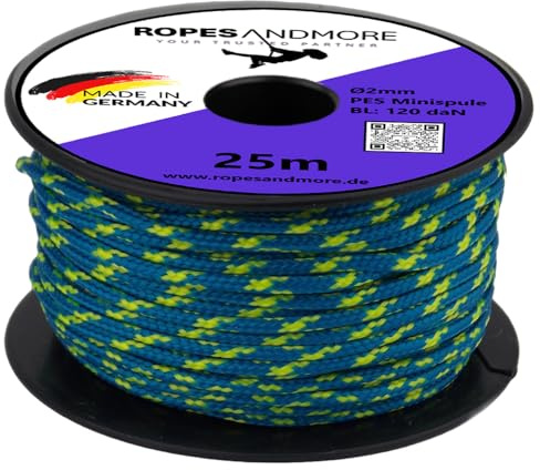 Reepschnur Ø2mm, 3mm Segelleine für Trimm Takelage Regatta Seil Tauwerk Mini Spool17m, 25m (Blau, Ø2mm - 25m)